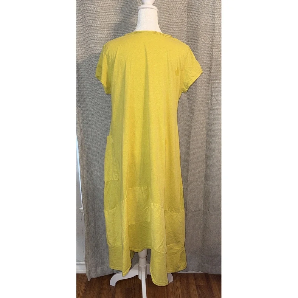 Made In Italy Midi Dress Women's Size Medium Citrine Yellow Mixed Media Boho‎